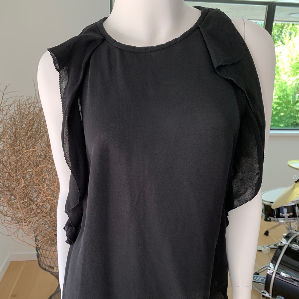 Kate Spade Black Sleeveless Ruffle Top
